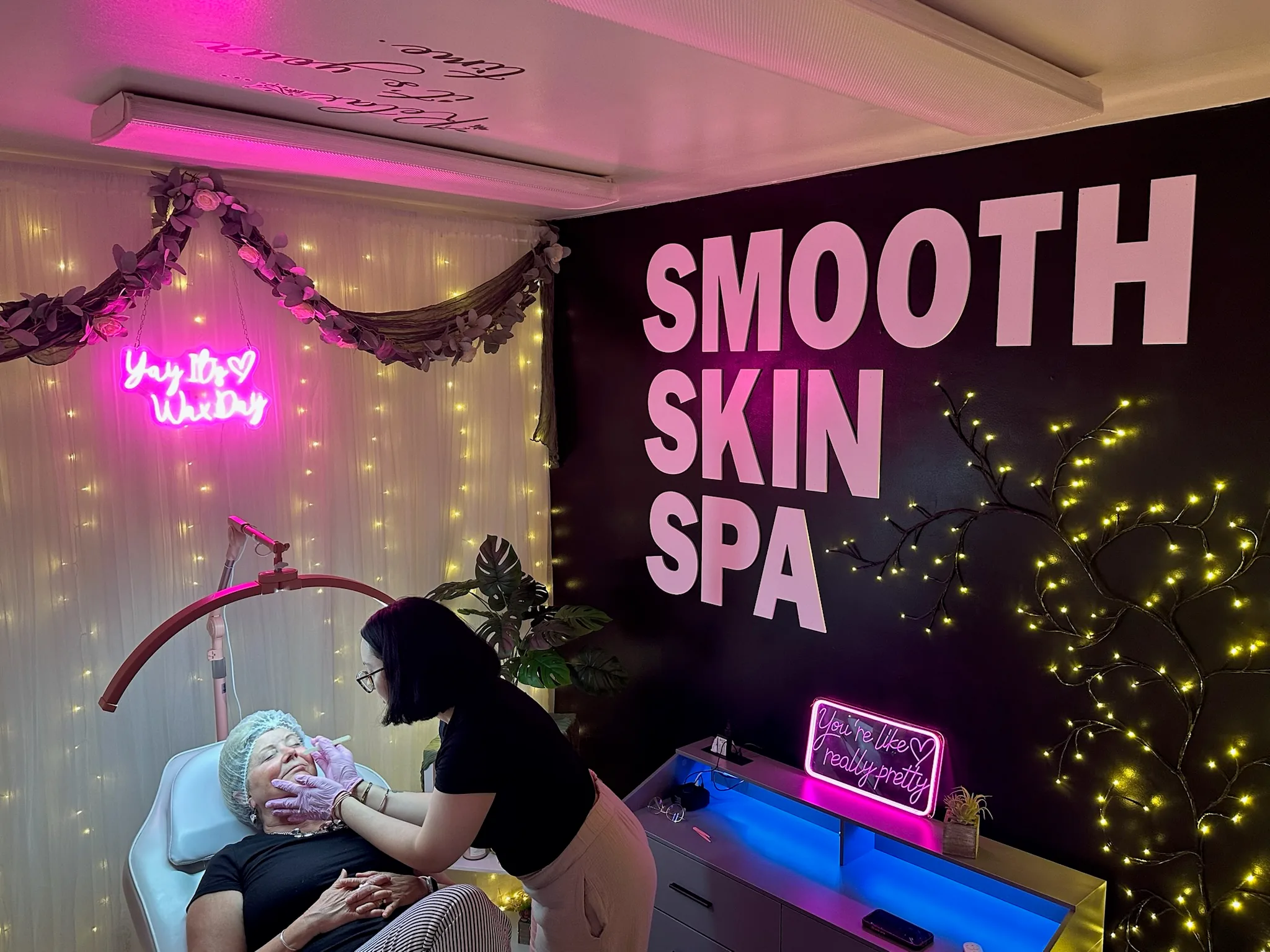 Wide view of the Smooth Skin Spa studio interior